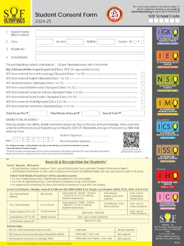 SOF 2024 25 Form PDF