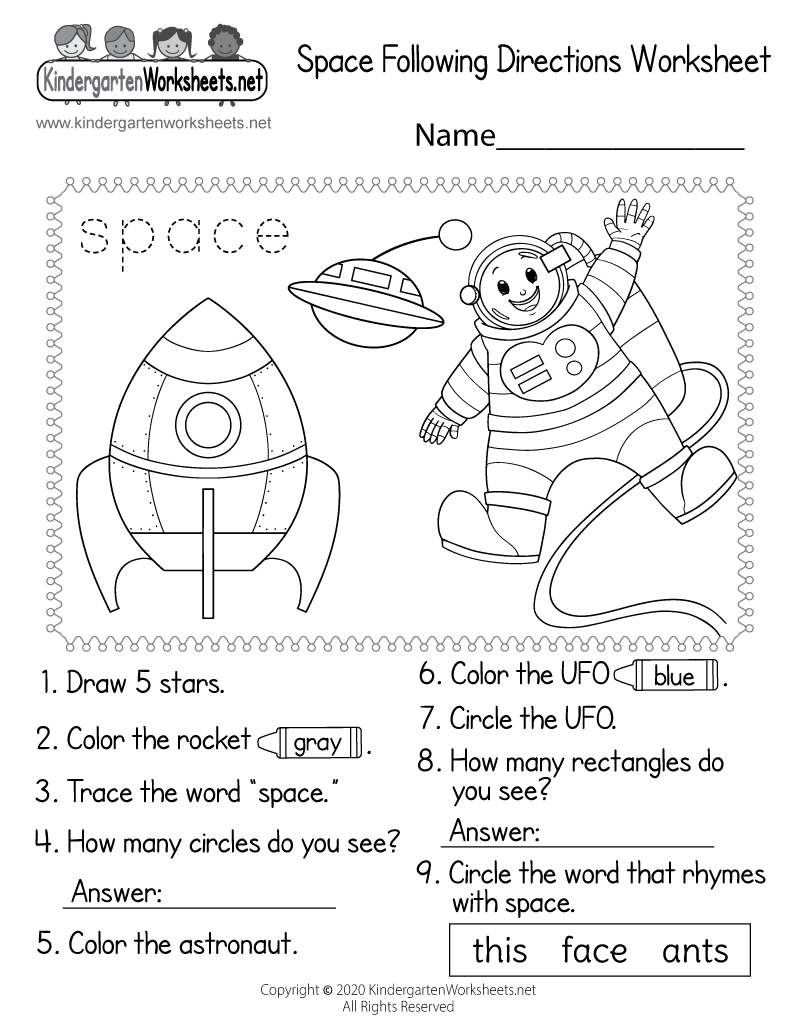 Space Following Directions Worksheet Free Printable Digital amp PDF