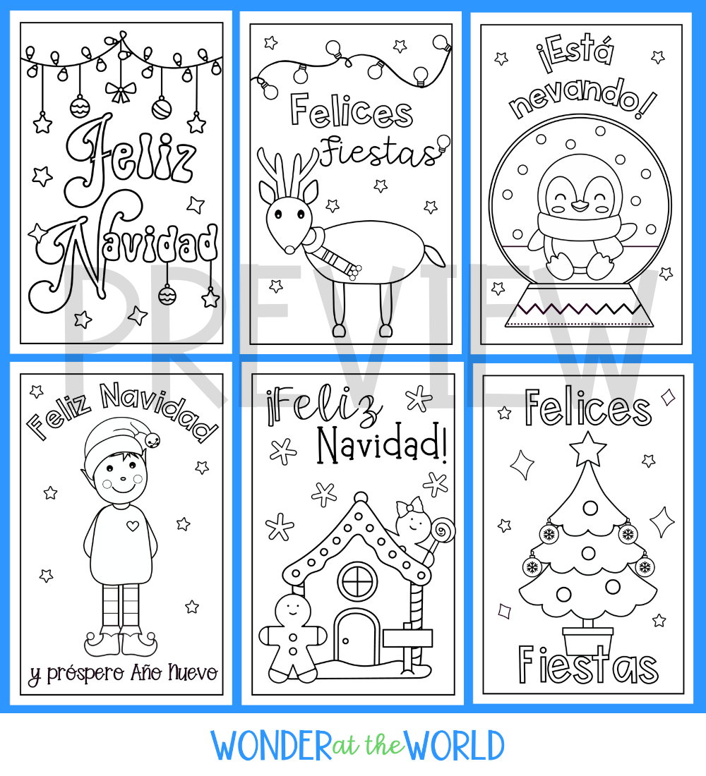 Spanish Christmas Cards To Colour And Write KS2 KS3 Navidad 