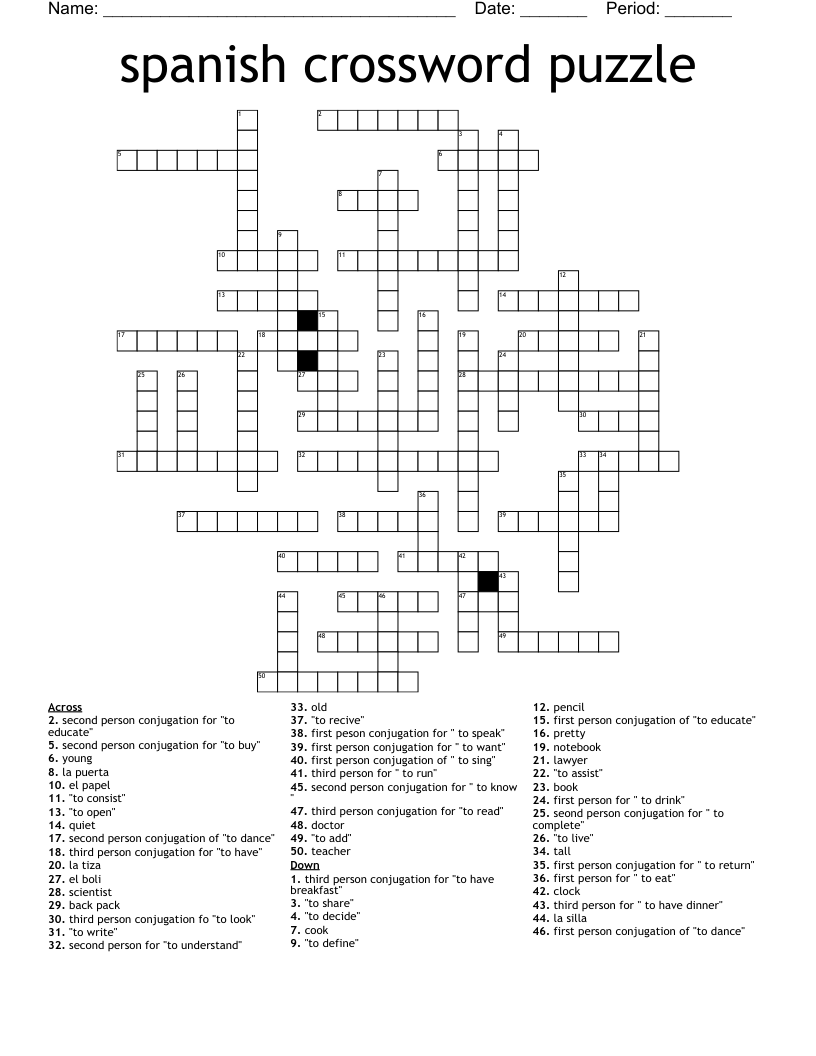 Spanish Crossword WordMint