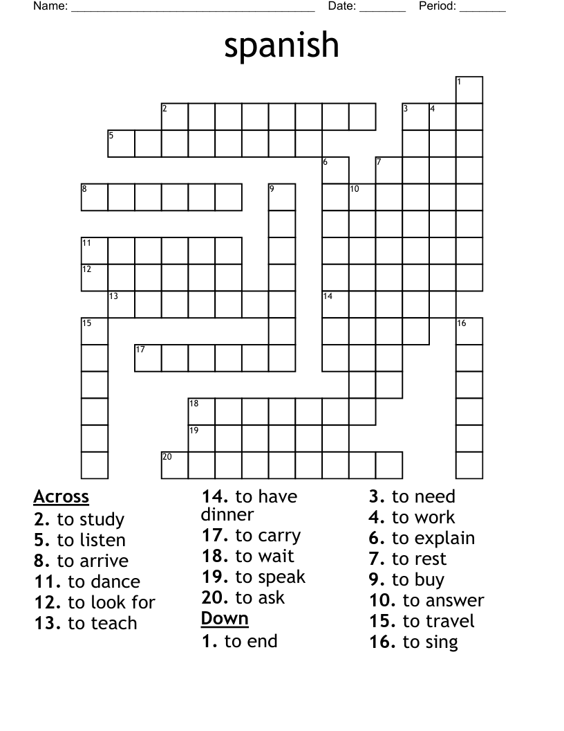 Free Printable Crossword Puzzles In Spanish