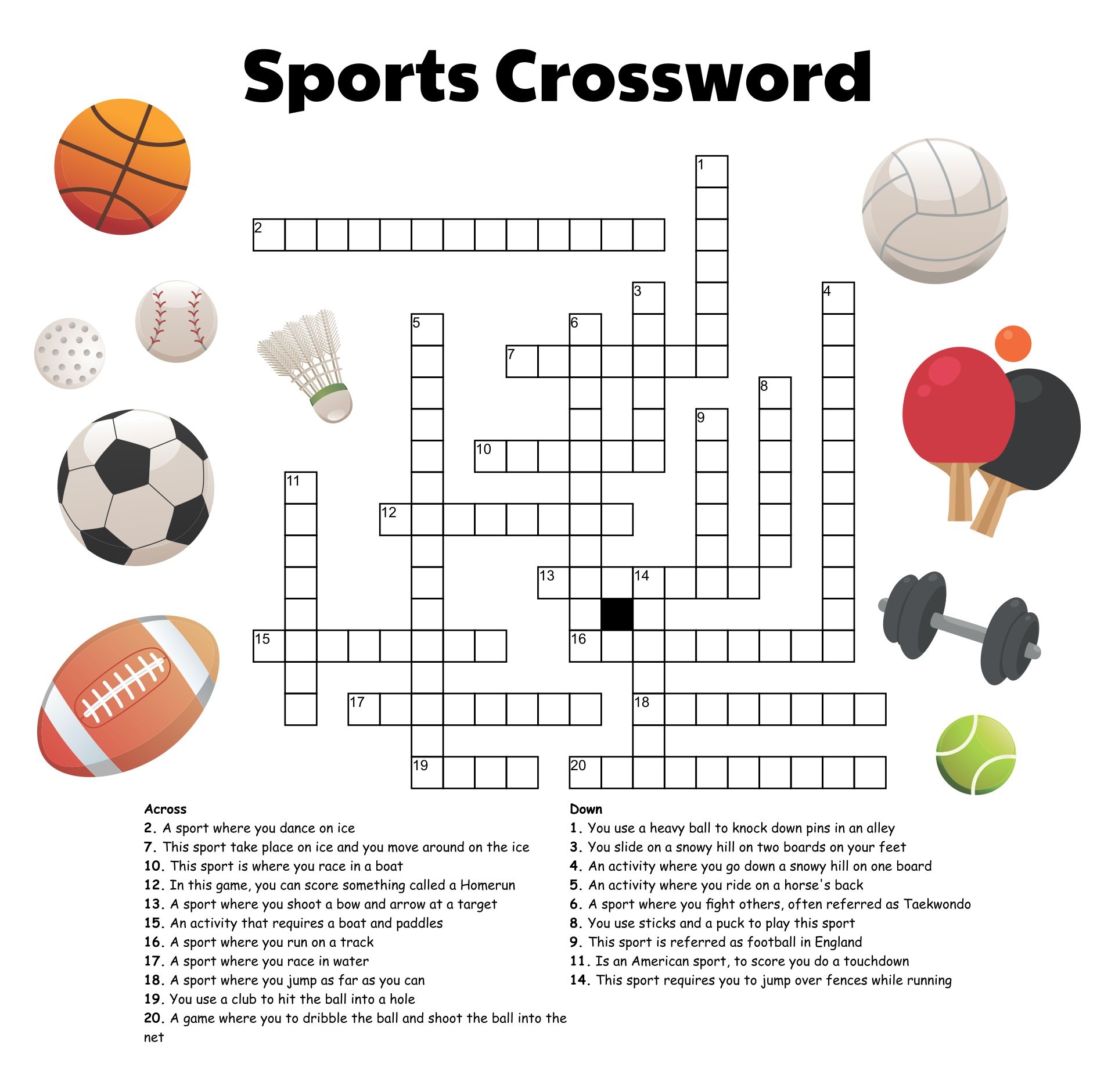 Printable Sports Crosswords For Adults