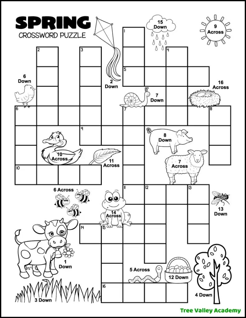 Easy Spring Crossword Puzzles Printable