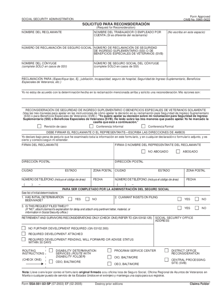 Ssa Gov Forms Ssa 561 U2 Printable Form