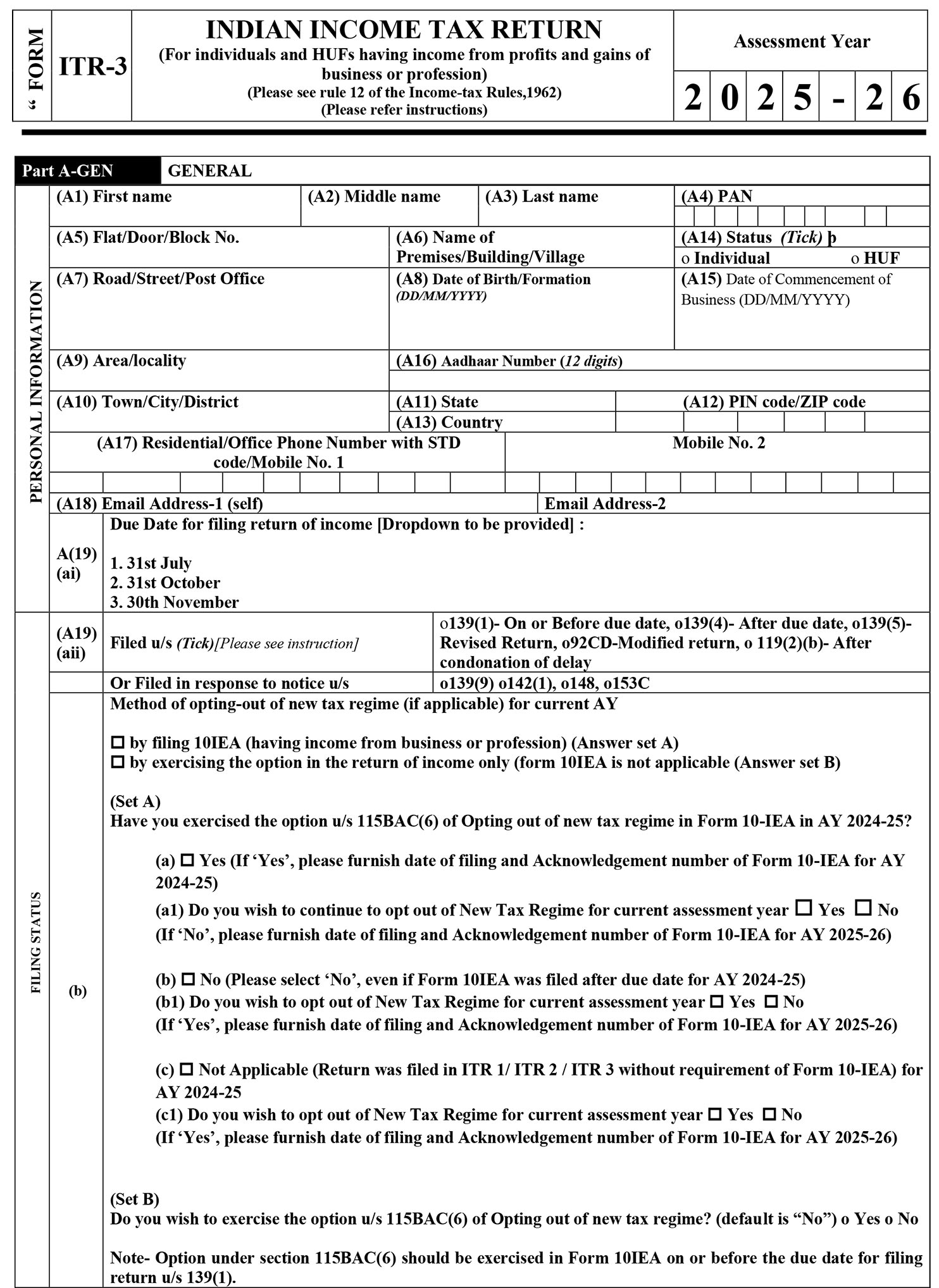 Step by Step Guide To File ITR 3 Online For AY 2025 26