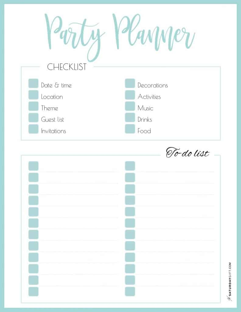 Free Printable Party Planner Template