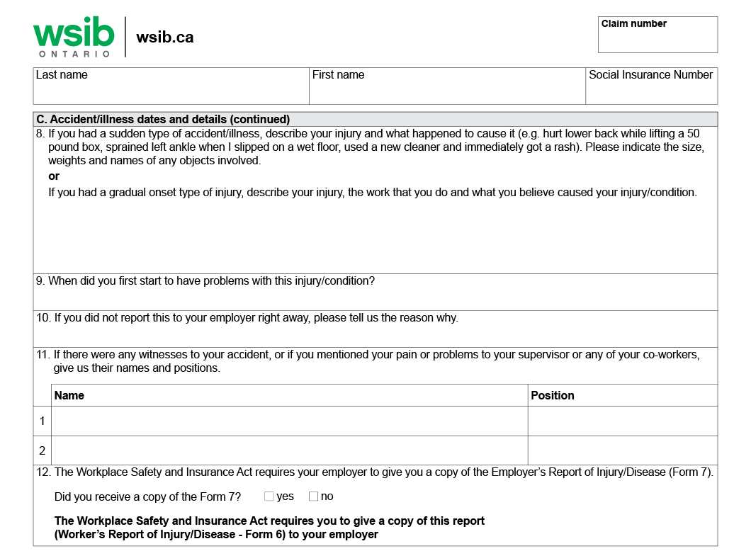 Wsib Form 6 Pdf Document