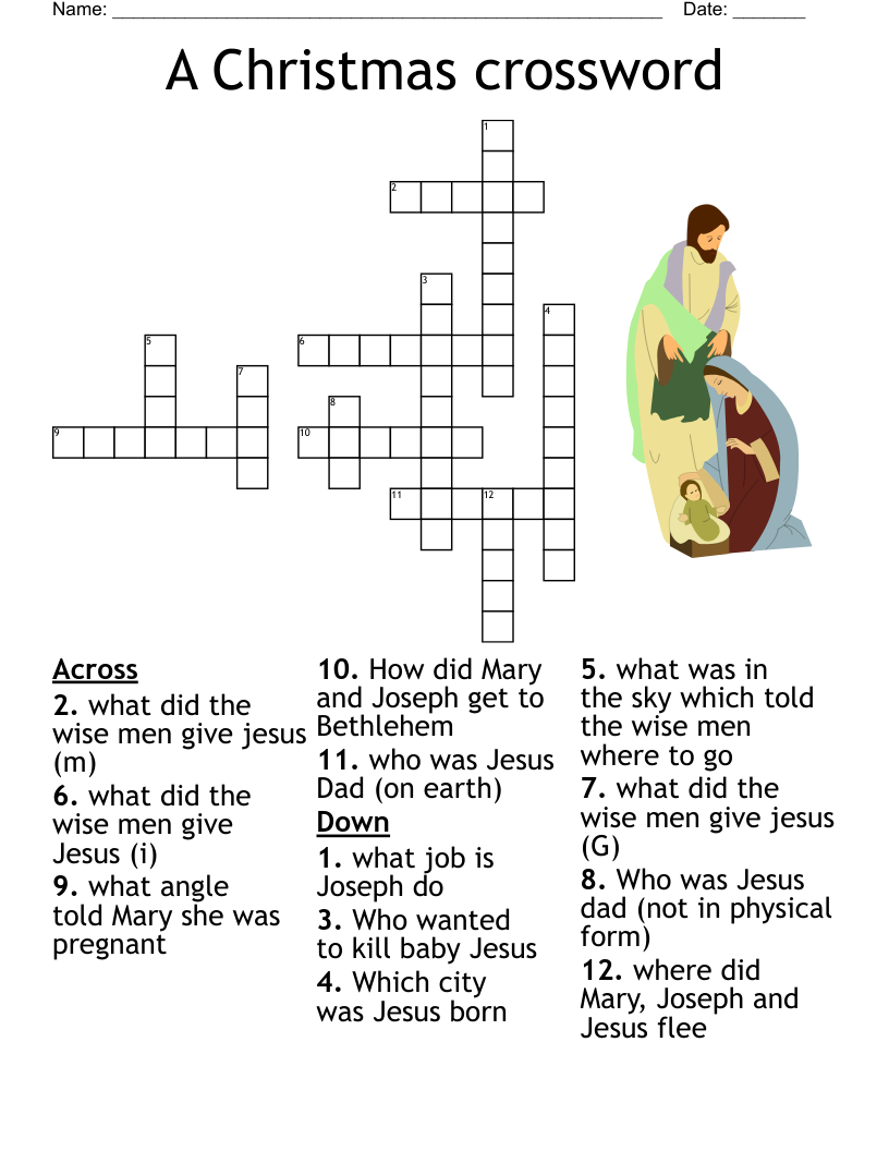 Sunday School CROSSword Puzzle WordMint