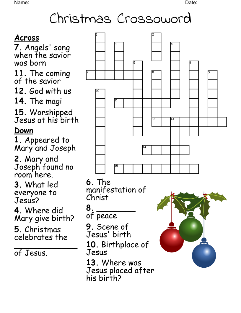 Sunday School Crossword WordMint