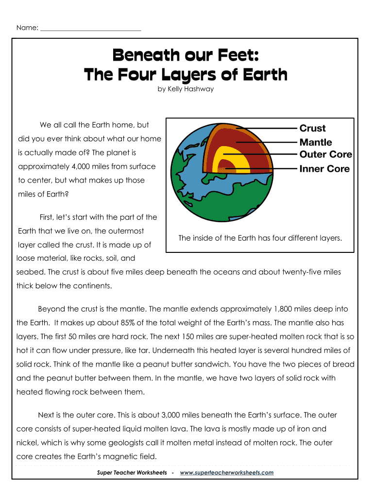 Super Teacher Worksheets Beneath Our Feet Form Fill Online 