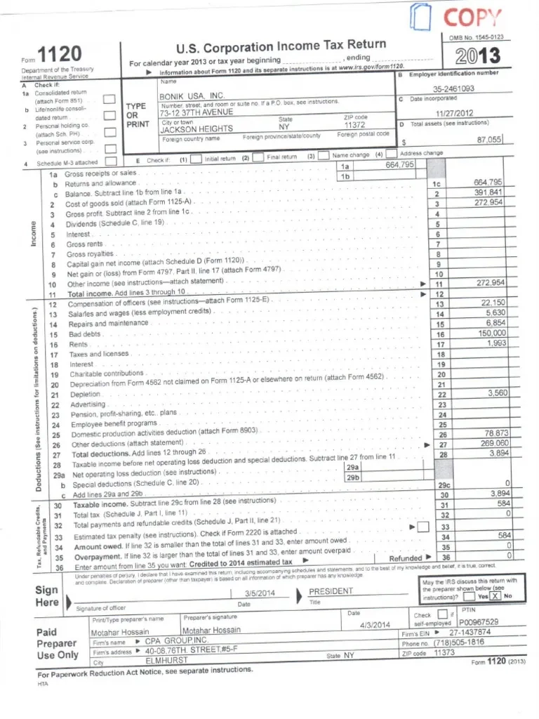 Tax Return 2013 PDF PDF