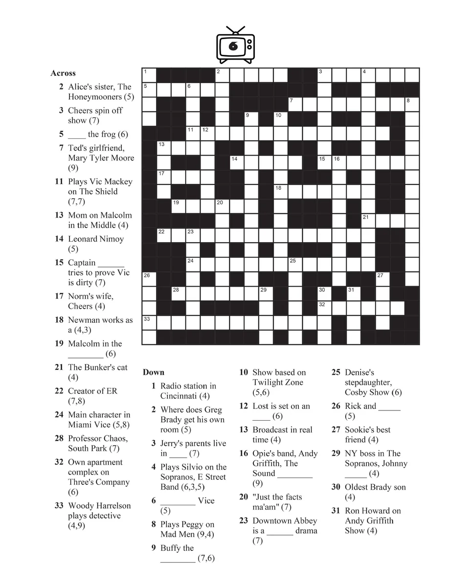Tv Guide Printable Crossword Puzzles