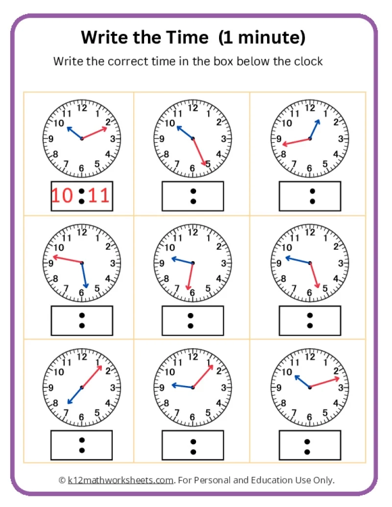 Free Printable Telling Time Worksheets Adults