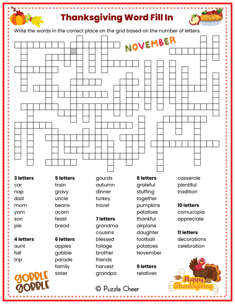 Thanksgiving Puzzles Printable Pdf