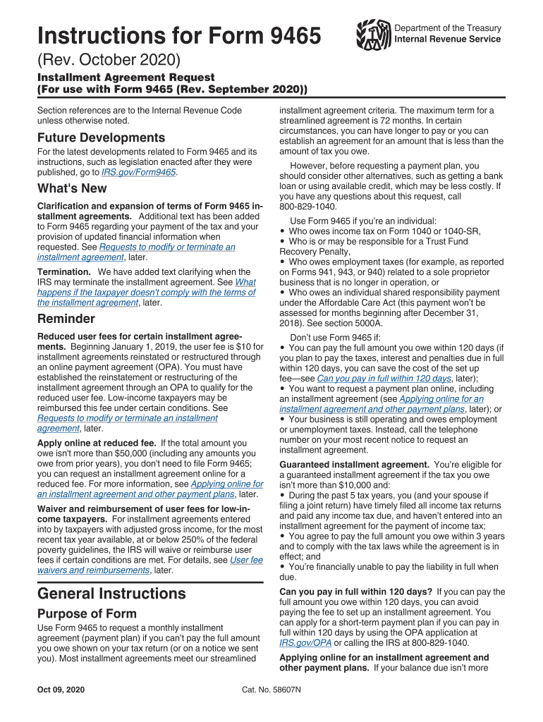 Irs Form 9465 Printable 2024