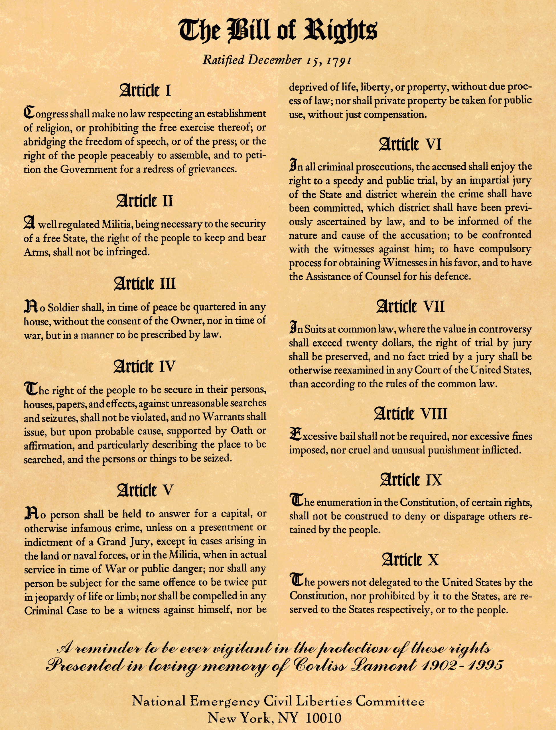 Free Printable Bill Of Rights Pdf