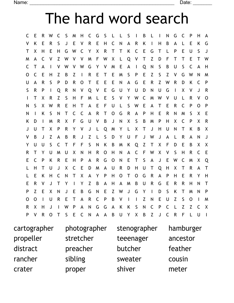 Printable Word Search Puzzles For Adults Hard
