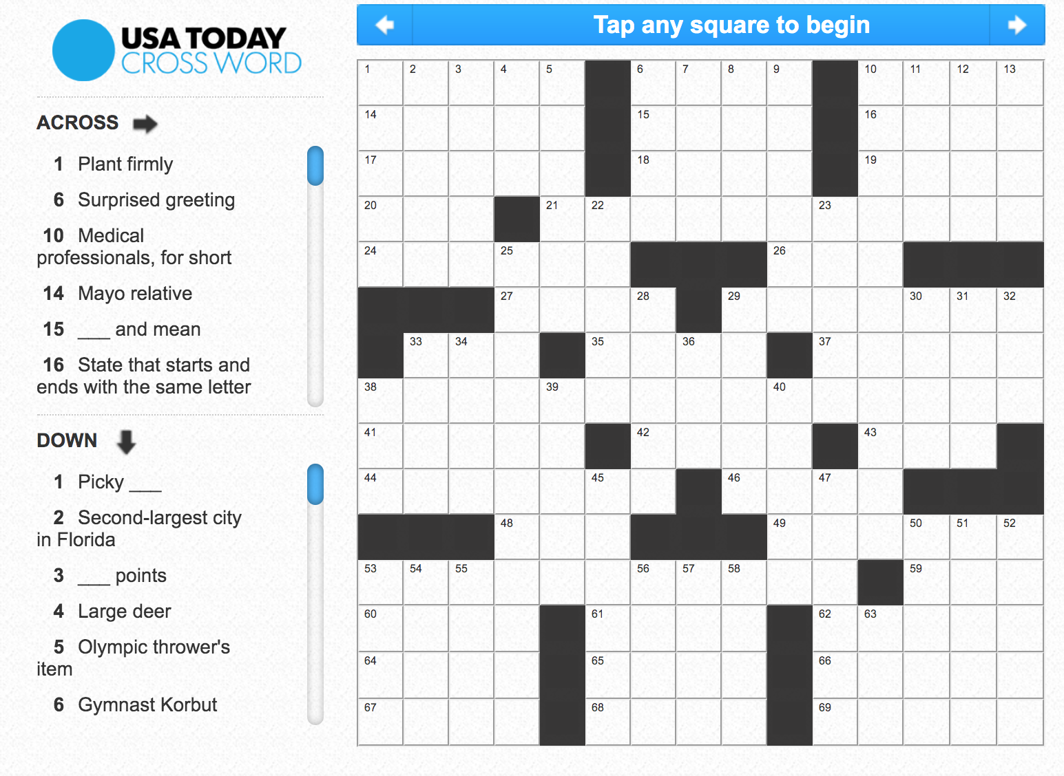 Current Printable Crossword Puzzles