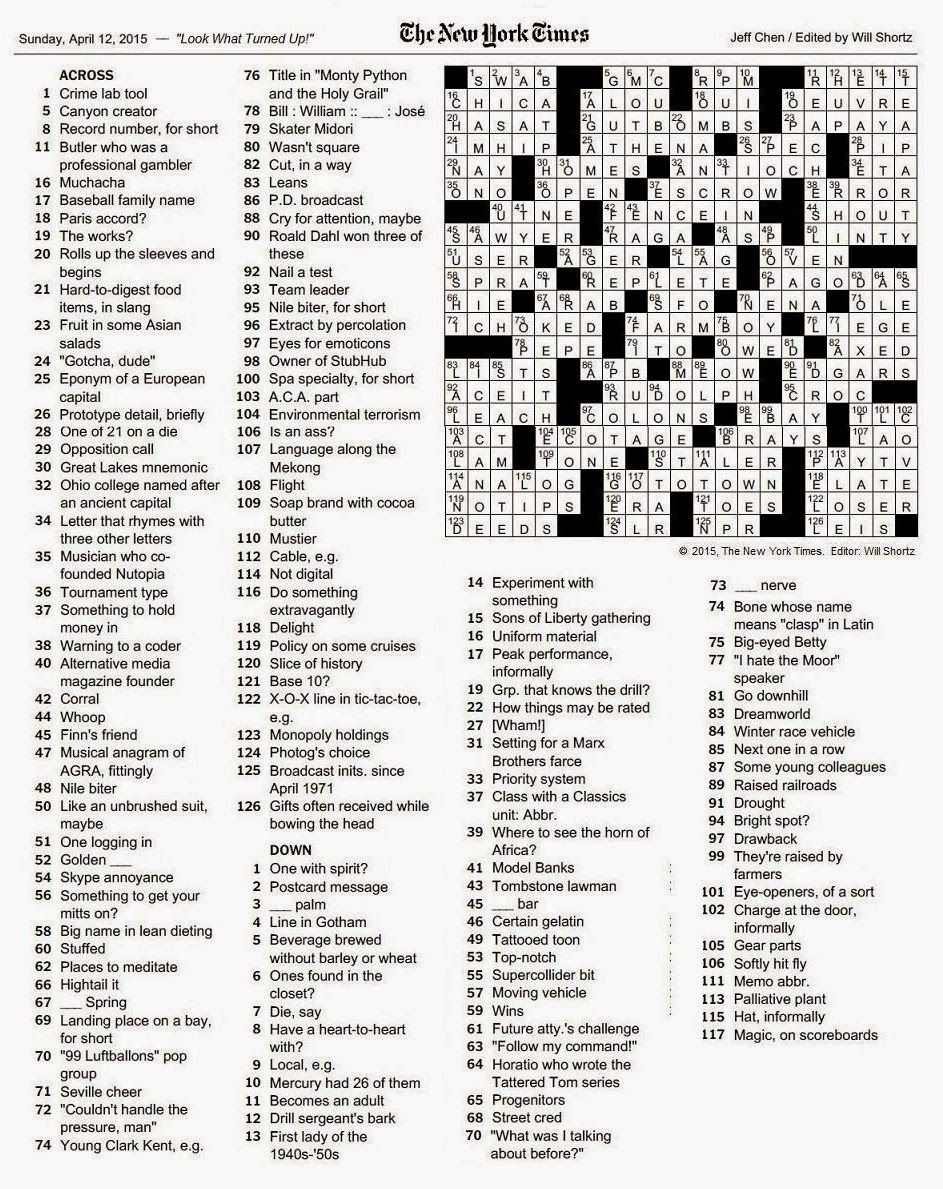 Free Nyt Crossword Puzzles Printable