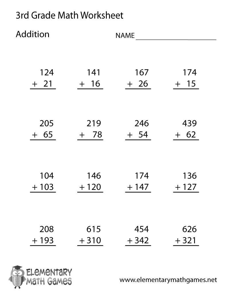 Free Printable 3rd Grade Math Worksheets