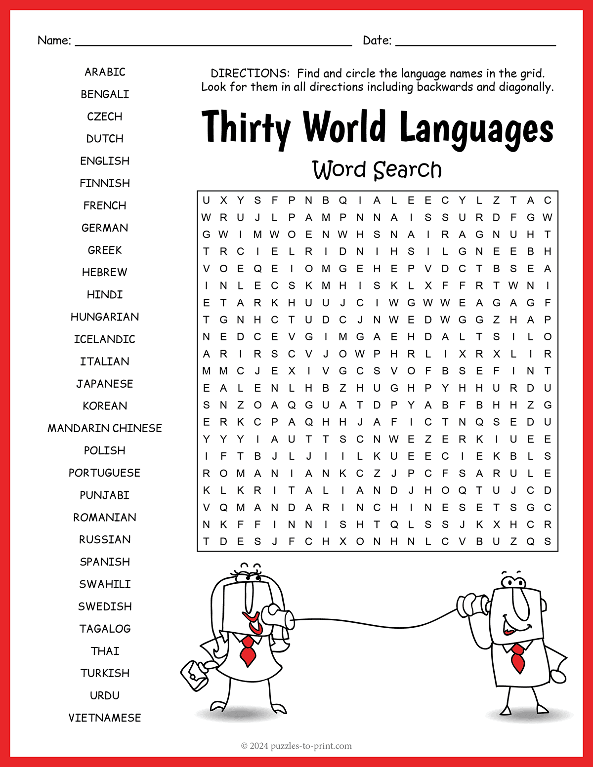 Language Printable Word Puzzles