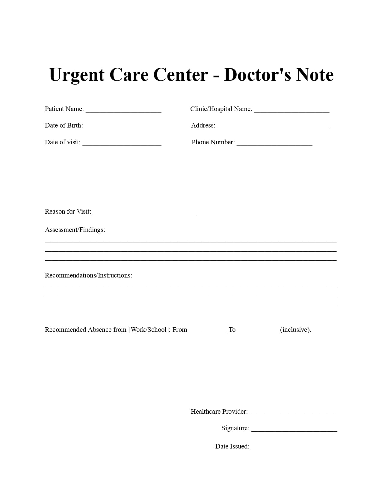 Top 12 Free Doctor Note Templates for Work And School 