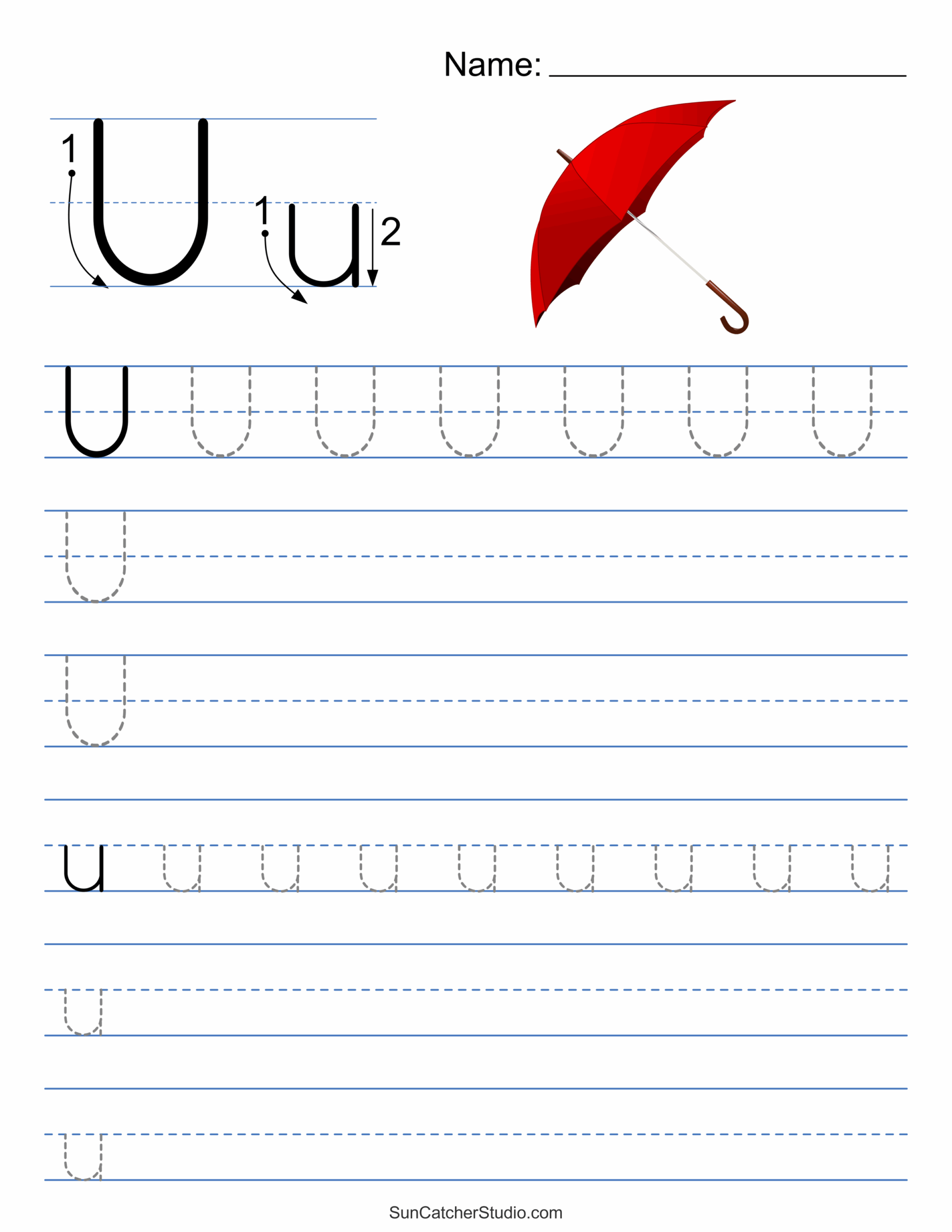 Tracing Letter U Printable