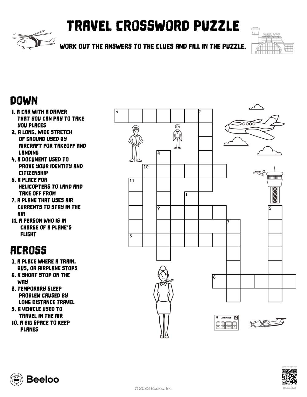 Airplane Crossword Puzzles Free Printable