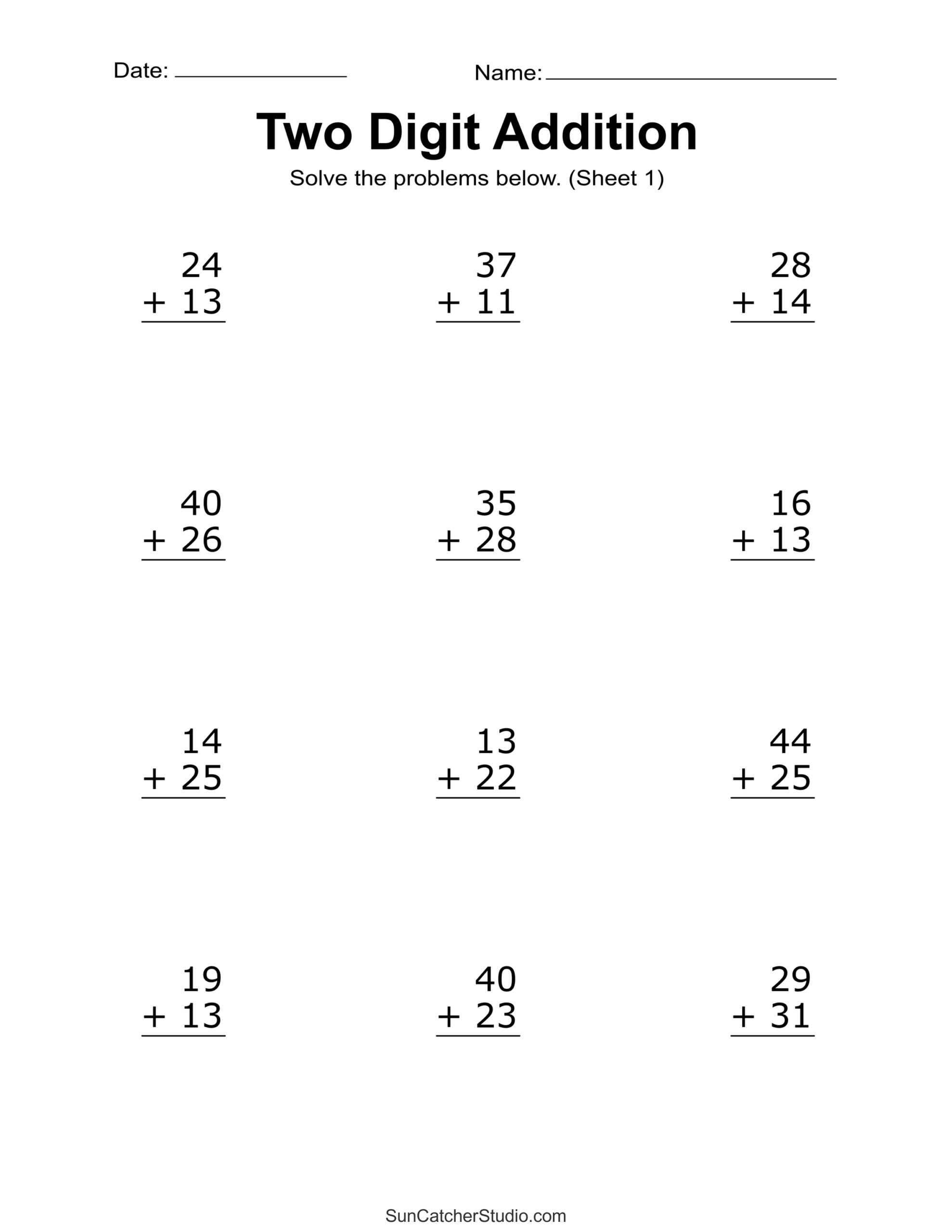 Free Printable Addition Worksheets Grade 1
