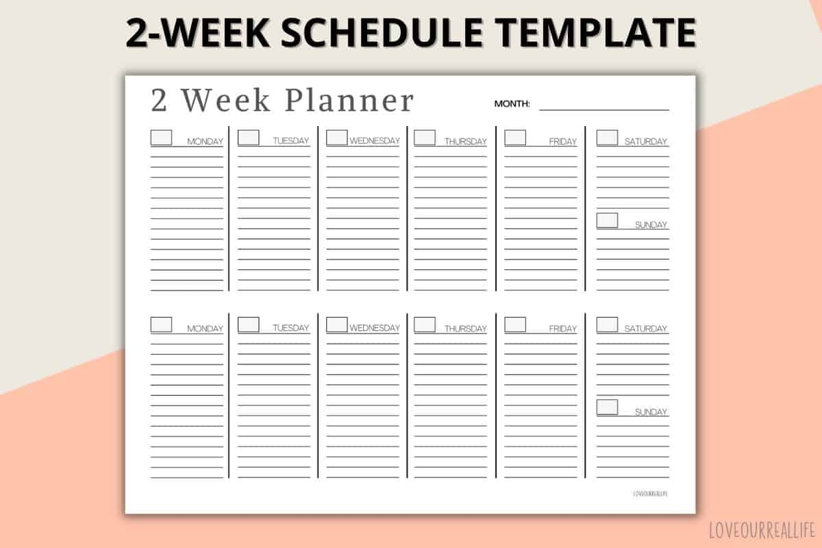 Printable Blank Two Week Calendar