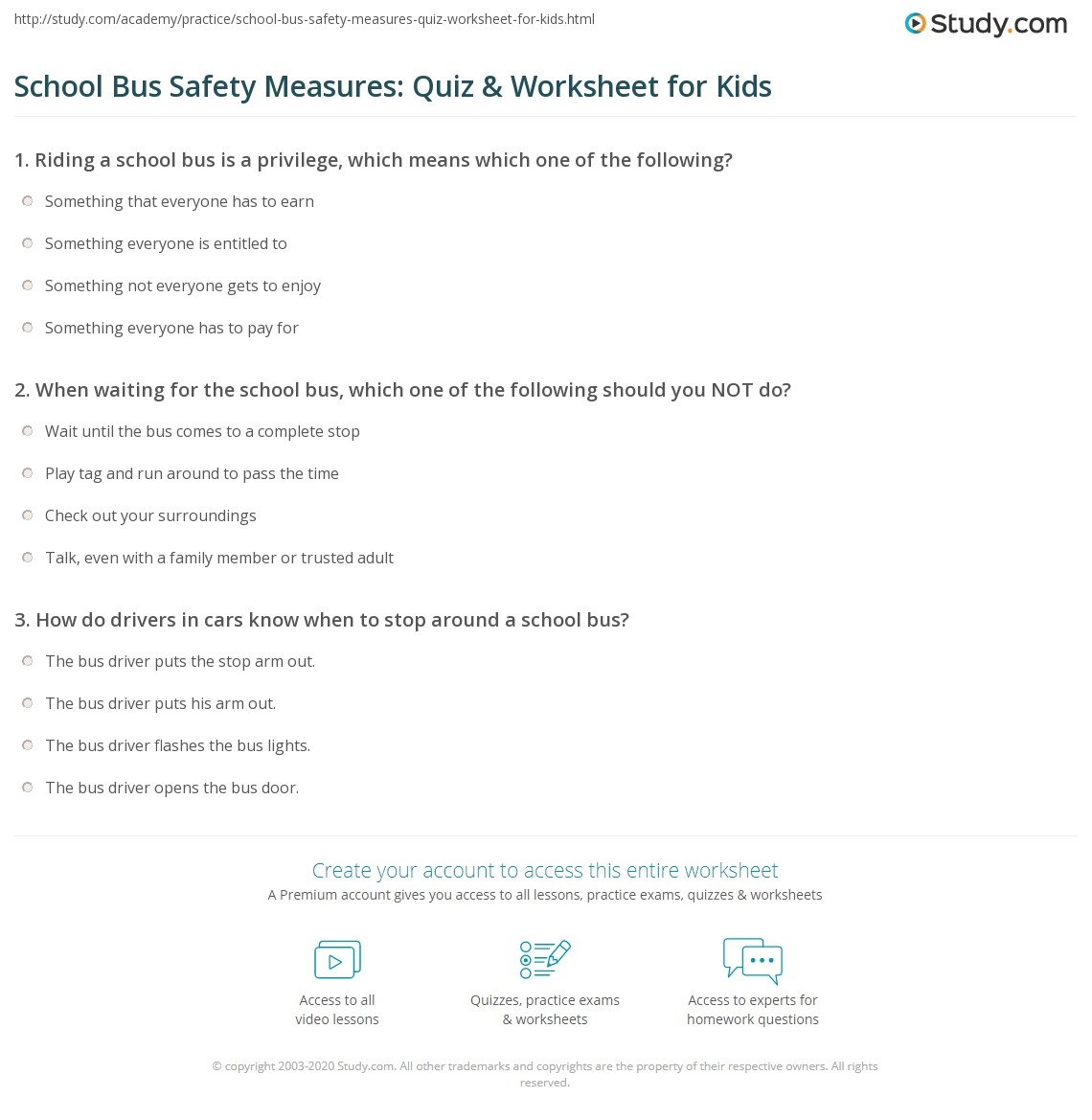 ULS Bus Safety Rules 9 28 20 Online Exercise For Live Worksheets 