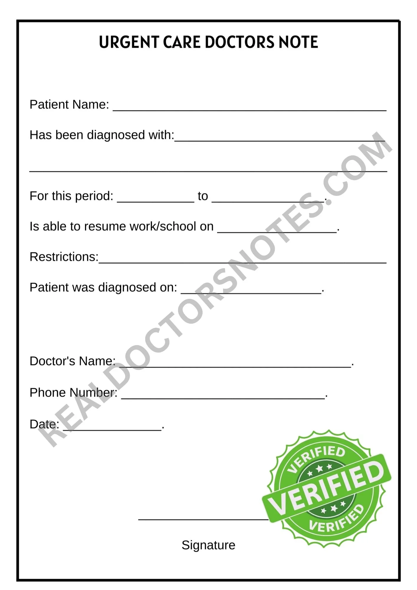 Urgent Care Doctors Note Template Printable