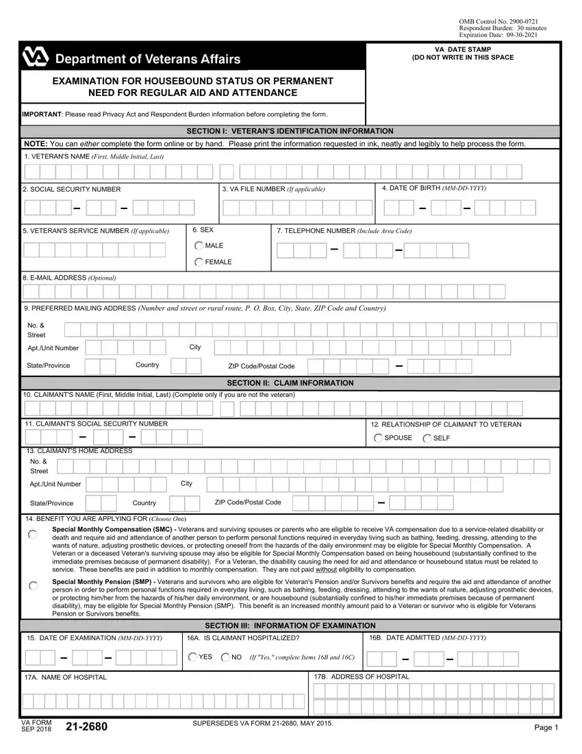 Va Form 21 2680 Fill Out Printable PDF Forms Online