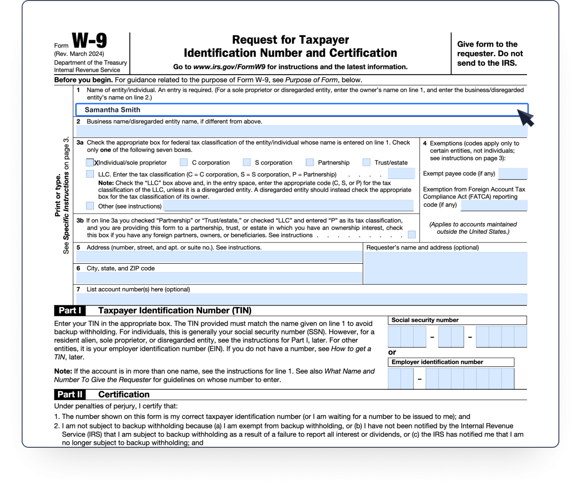 Free Printable W9 Form 2024