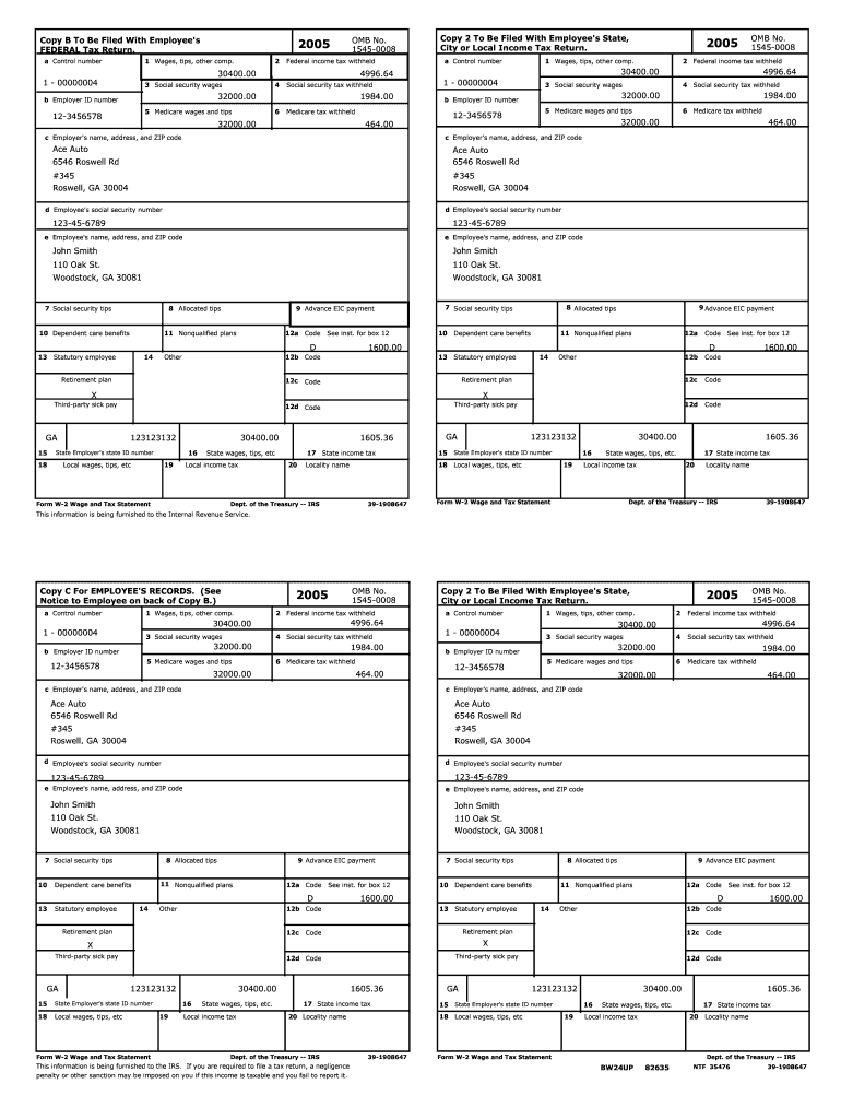W2 Form 2025 Printable Blank