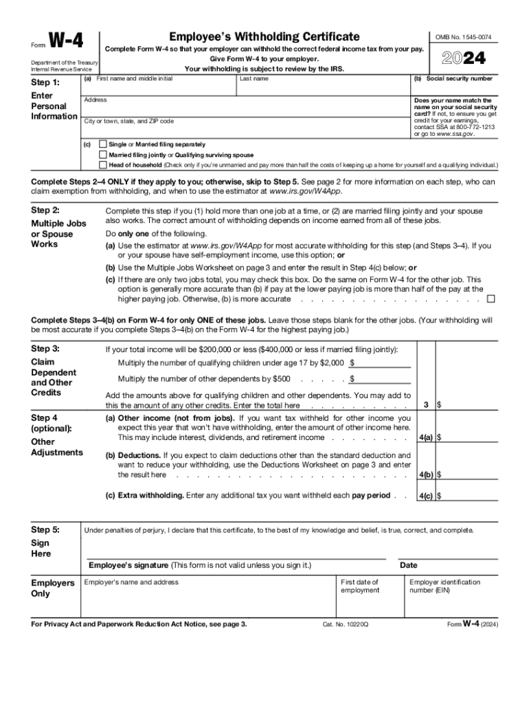W4 Form 2024 Fill Out amp Sign Online DocHub