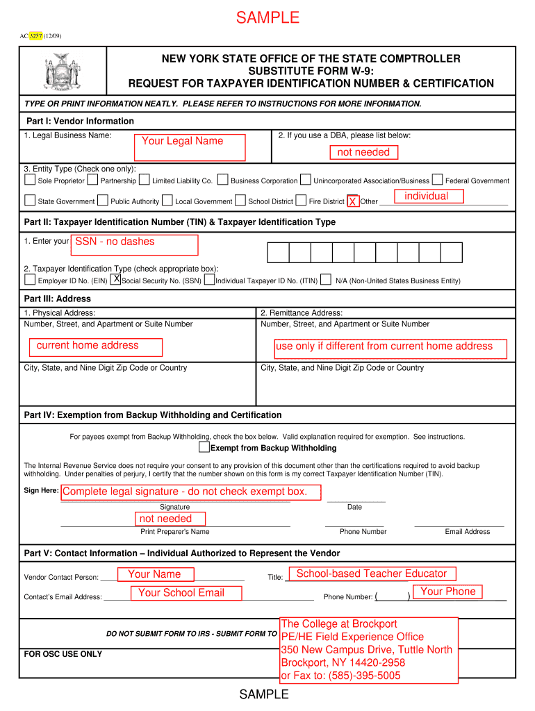W9 Form Example Filled Out