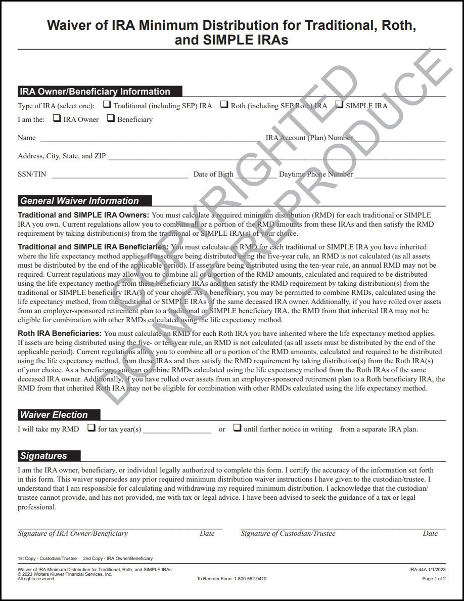 Waiver Of IRA Minimum Distribution For Traditional Roth And 