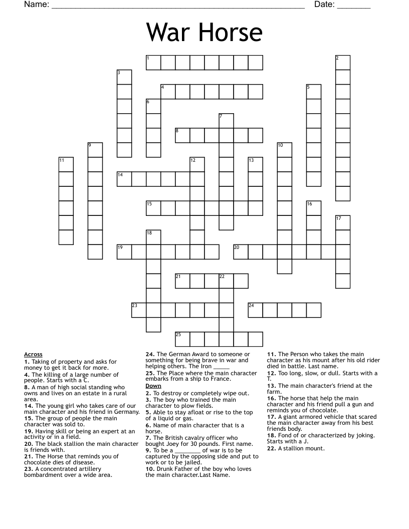 Free Printable Crossword Puzzles Horse Expert