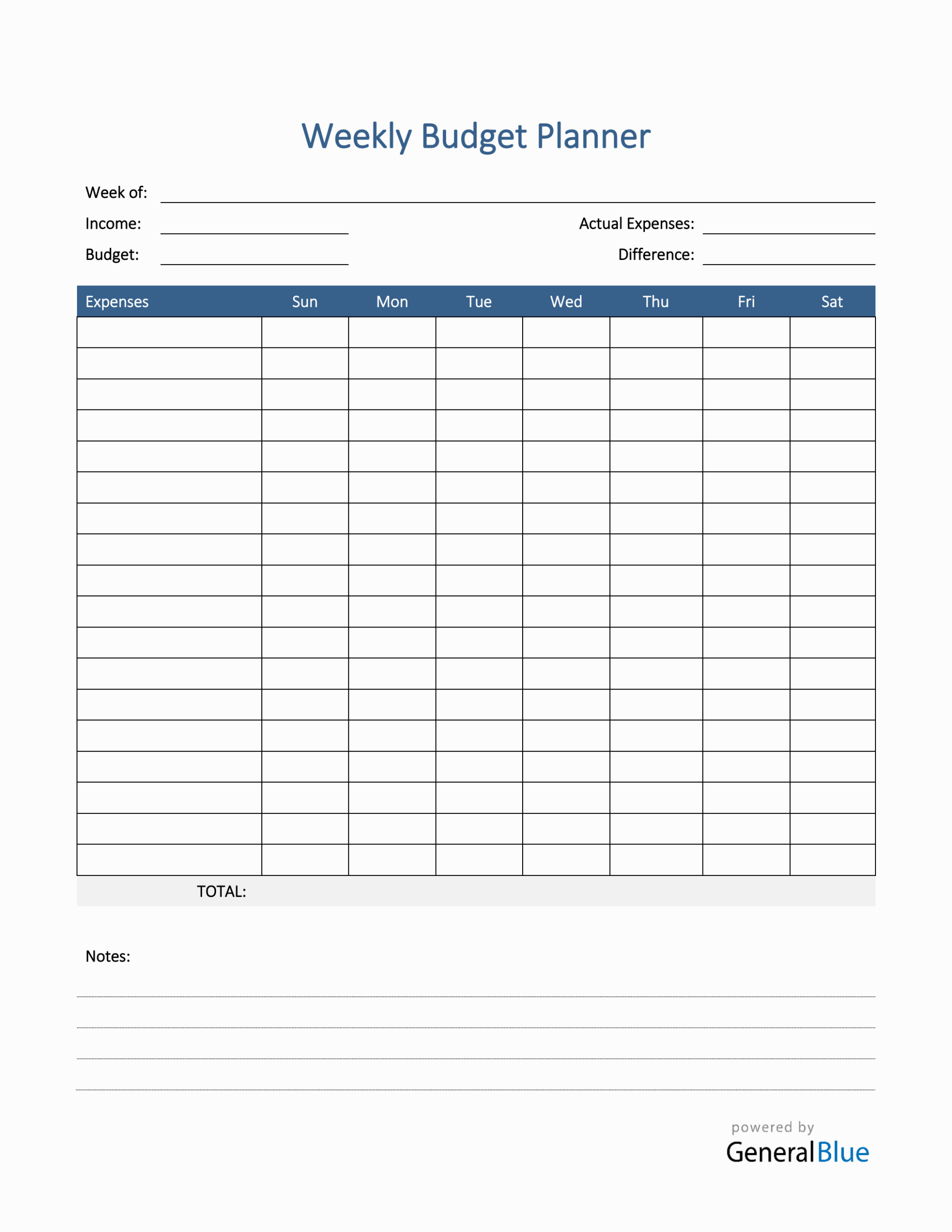 Free Printable Weekly Budget Worksheet Pdf