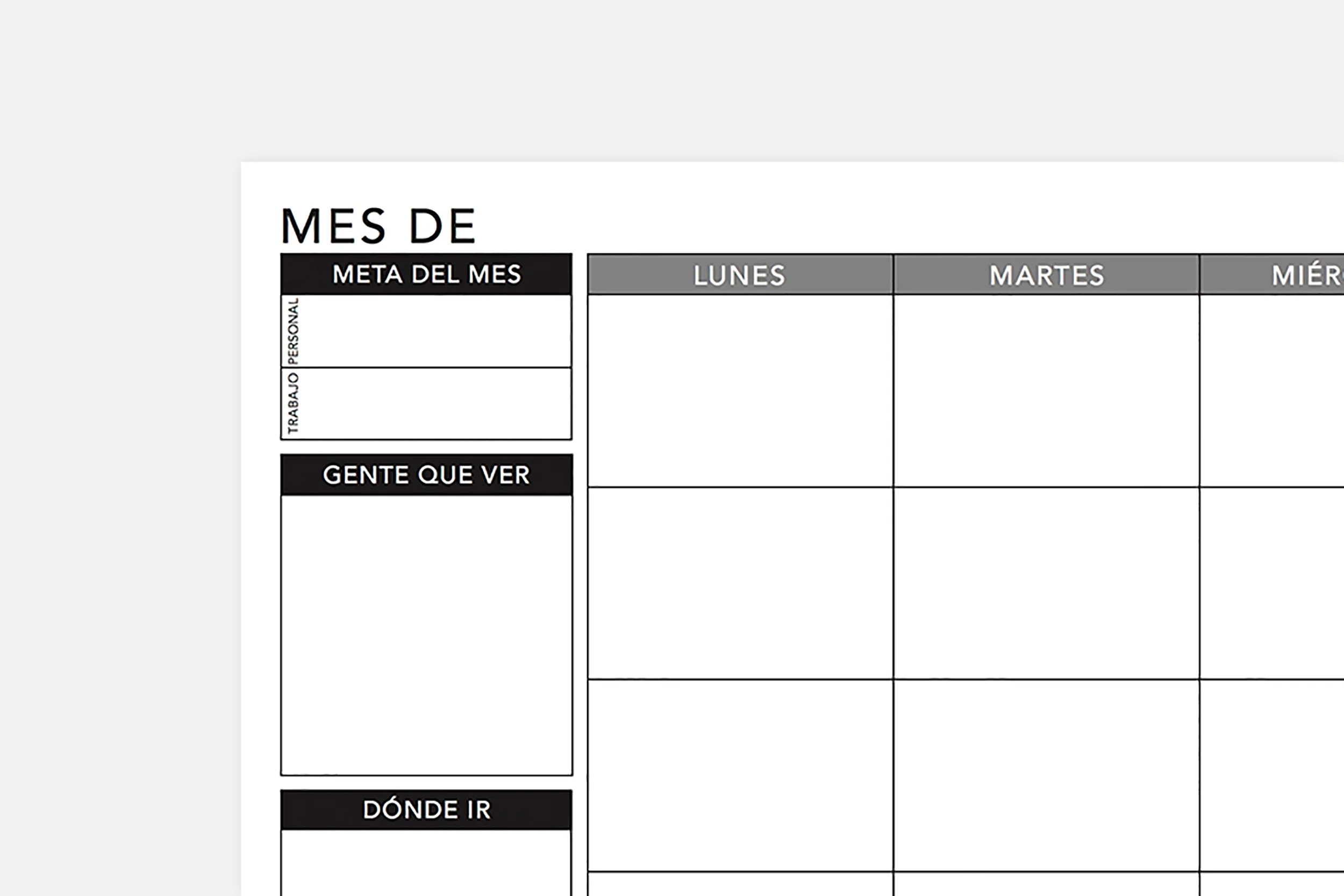 Weekly Undated Spanish PDF Free Printable Passion Planner
