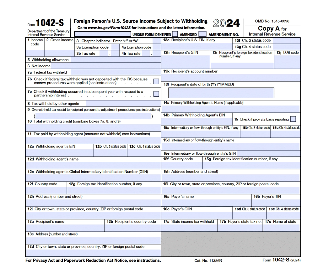 Form 1042 S Instructions 2024