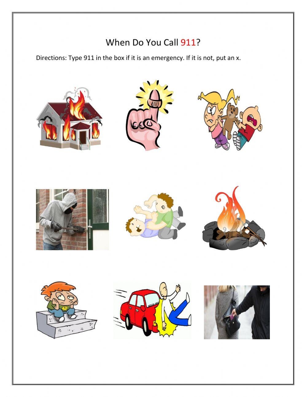 When Do You Call 911 Worksheet Live Worksheets Worksheets Library