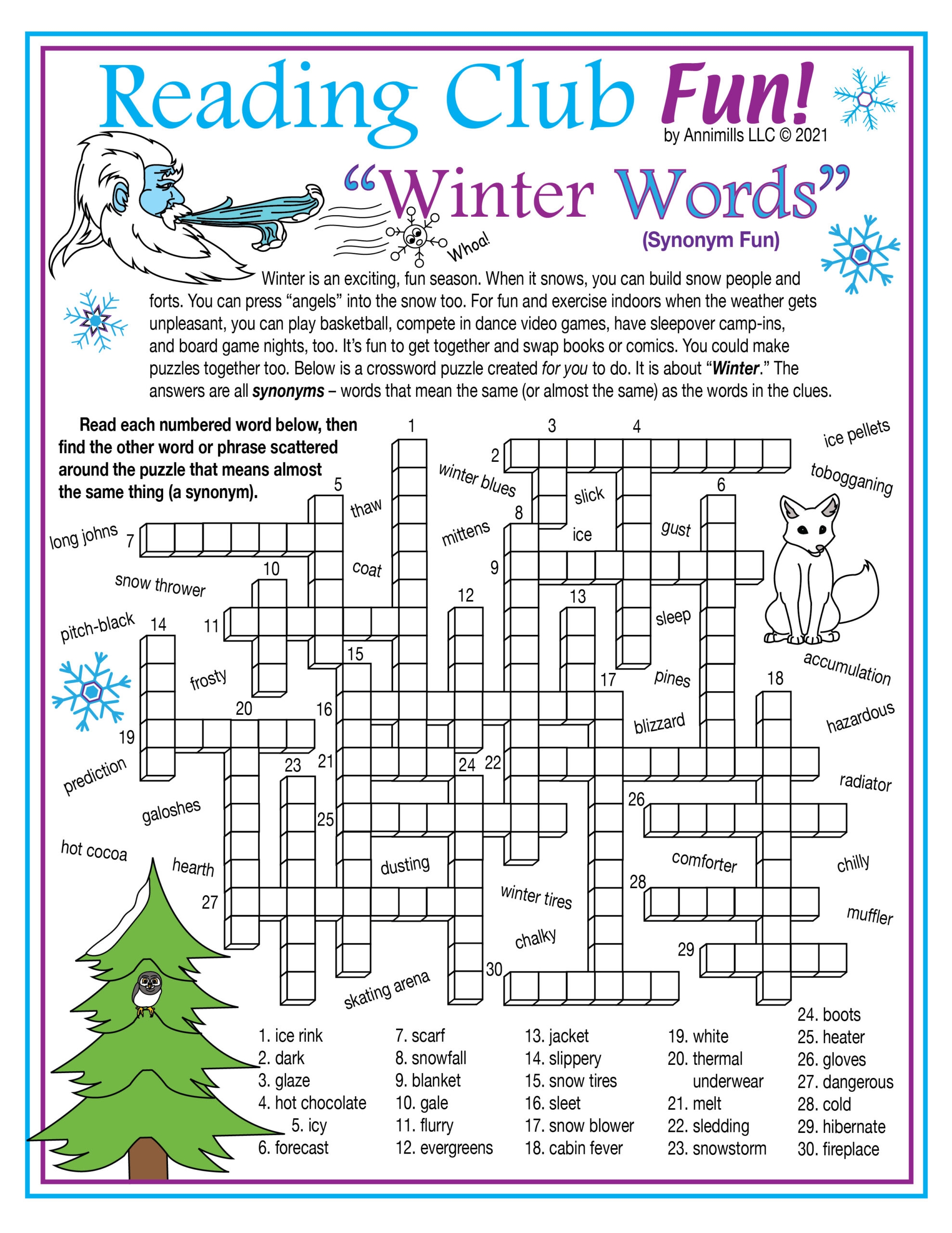 Language Arts Printable Crossword Puzzles