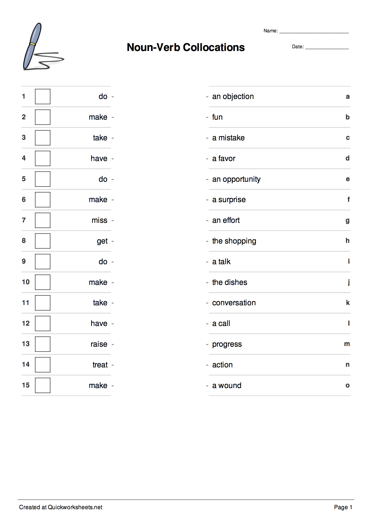 Free Printable Matching Worksheets Maker