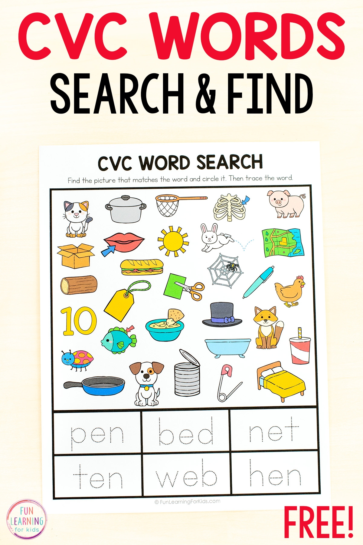 Cvc Words Free Printable Worksheet