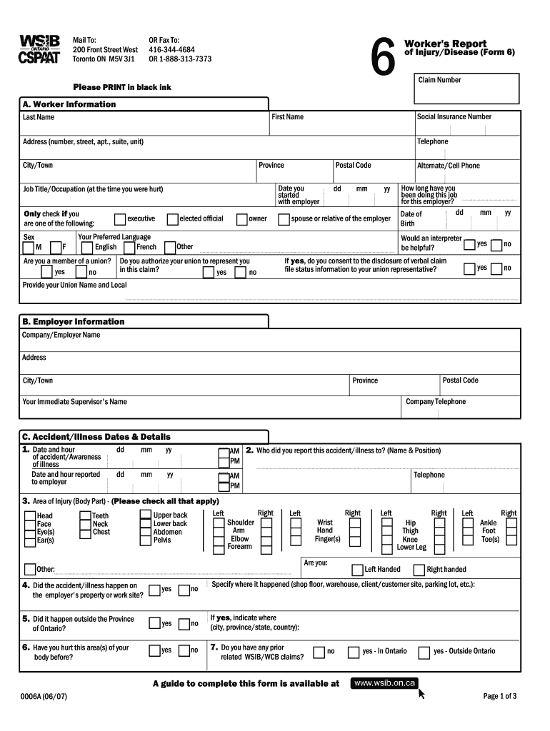 Wsib Form 6 Printable