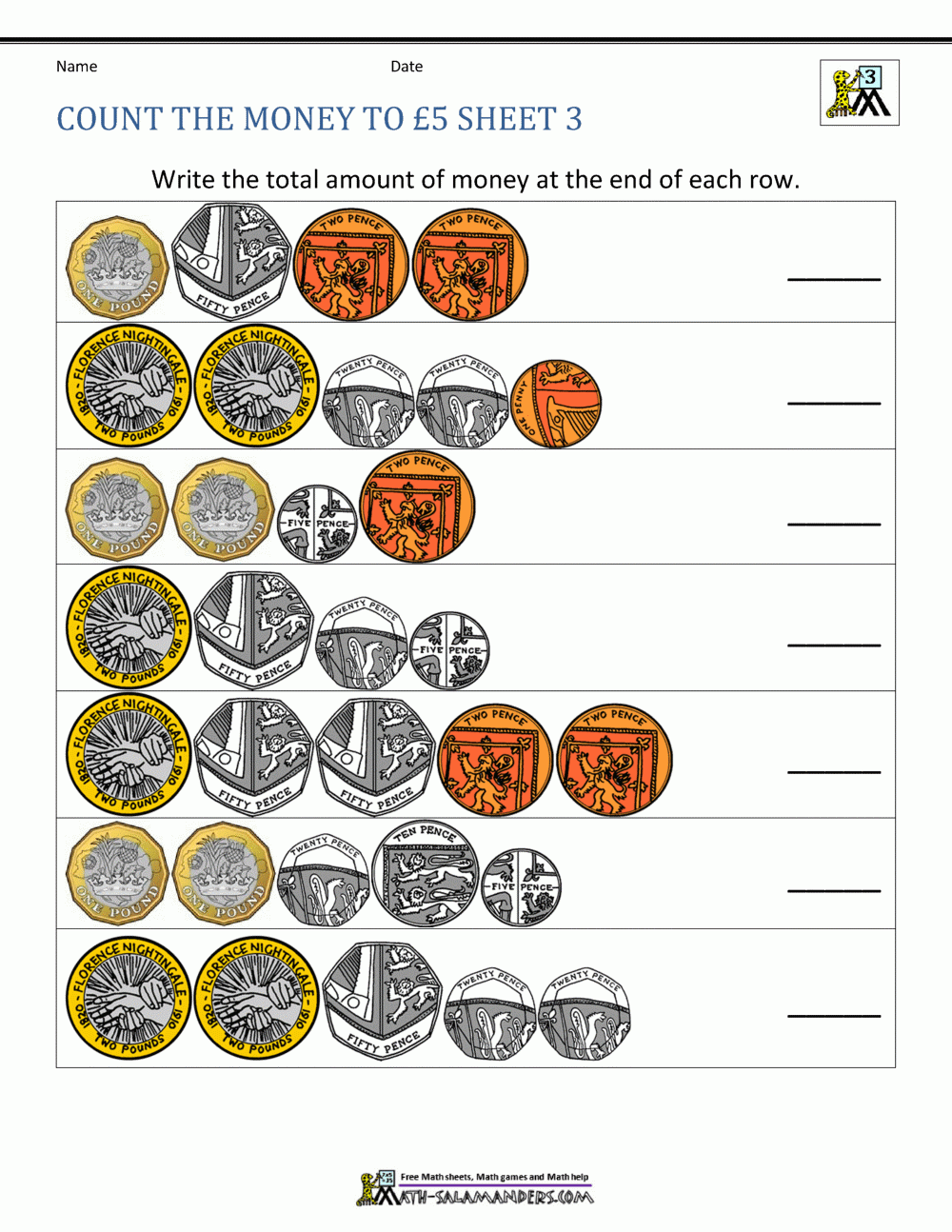 Free Printable Money Worksheets Grade 3